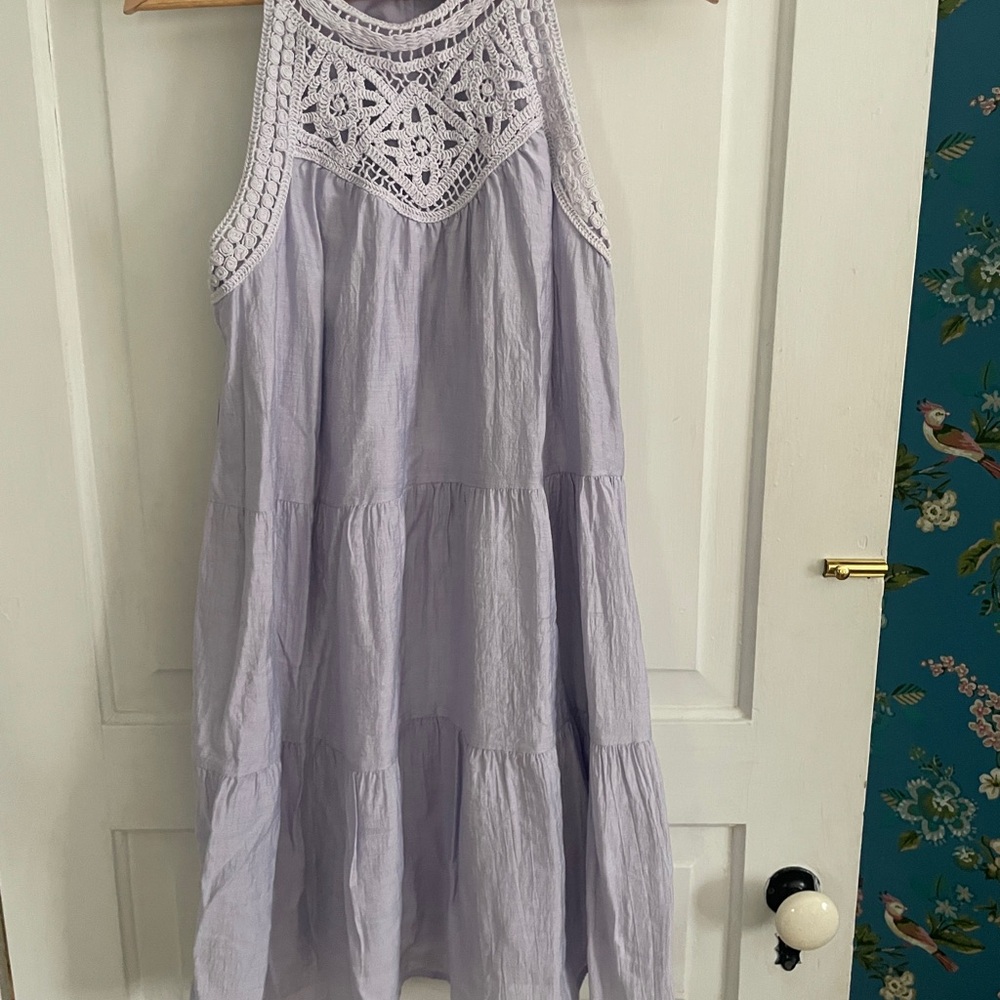 Elegant Lavender Crochet Detail Dress